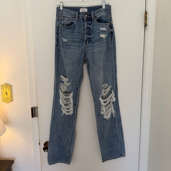 pistola Denim - PISTOLA High Rise Straight Leg Jeans Distressed Blue‎ Size 26
